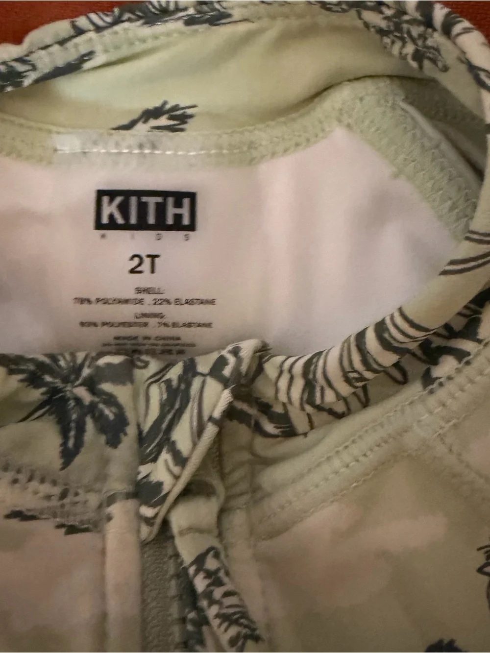 Kith Kids | Pale Green and team Palm Print Zip One-Piece